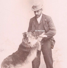 Cabinet Card Photo Man Dog