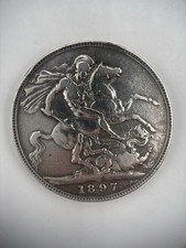 1897 Queen Victoria Silver Crown – Veiled Head “Old Head” – .925, VF30