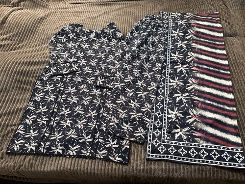 3pcs printed khaddar suit size - printed,