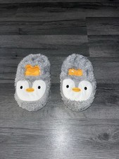 Grey And White Penguin Slippers Size 7-8 Months