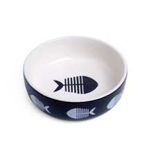 Petface Big Fish Bone Ceramic Cat Bowl 13cm Feeding Dish