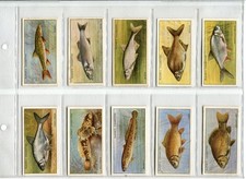 Fresh-Water Fishes (Pink) 1933 Players Cigarette Cards - Full Set of 50 Cards