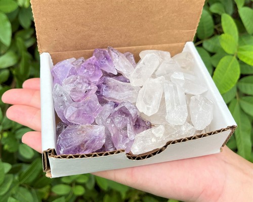 Amethyst clear quartz points - clear,