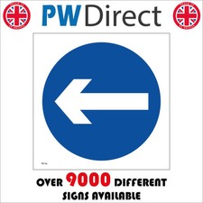 TR136 ONE WAY ARROW LEFT SIGN DIRECTION CAR PARK ROAD WORKS SUPERMARKET ESTATE