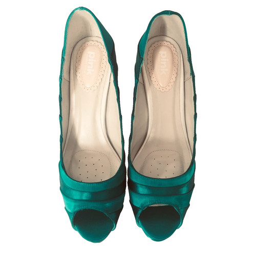 Satin emerald shoes pink - emerald,