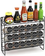 4 Tier Spice Rack Free Standing 28.7x24.7x9.2CM For Inside Cupboard Black Metal