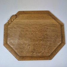 Robert Mouseman Thompson Carved Oak Bread Board 30.3cm Wide