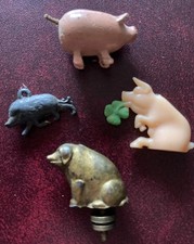 4 Antique Tiny Pig Figures