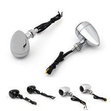 Bullet Turn Signals Indicators For Chopper Cafe Racer Color Black/Chrome