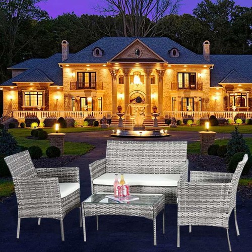 Rattan garden furniture set - garden,