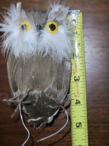 Vintage feather owl figurine - feather,
