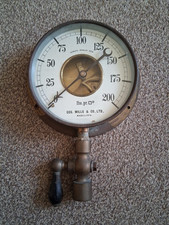 Antique Brass Automatic Sprinkler Gauge Steam Engine Geo Mills & Co Radcliffe 