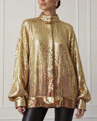 Vintage gold sequin silk - sequin,