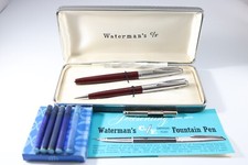 Vintage Waterman C/F Burgundy Extra Fine Fountain Pen & Mechanical Pencil, cased