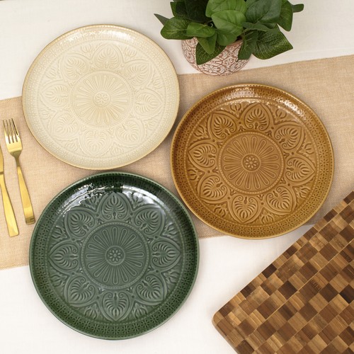 Set embossed leaf dinner - embossed,
