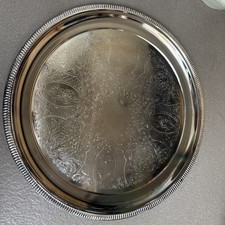 Antique Vintage Butler Cavalier Tray, Silver Plated 35.5cm