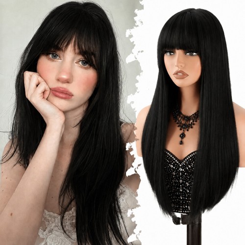 Dress wigs with fringe long - with,