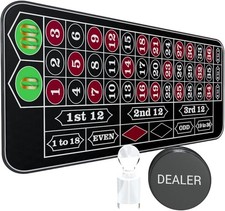Casino Roulette Mat 70" x 35" Rubber Roulette Table Mat Roulette Felt Mat with S