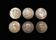 IRELAND SET OF 6 x 26mm SILVER MEDALS OF IRISH PRESIDENTS
