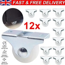 12 Pcs Fixed Castor Wheels for Furniture Cabinet Small Casters Non-Swivel 25MM