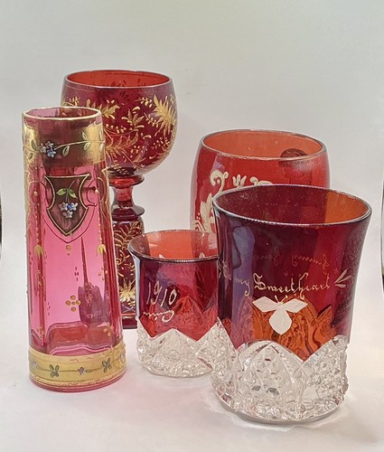 Five antique ruby cranberry - five, ruby/cranberry