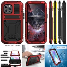 Gorilla Glass Metal Hybrid Shockproof Case Cover + Kickstand For iPhone Samusng