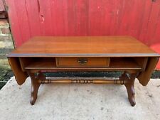 Mahogany Regency Style Drop Leaf Coffee Table with Drawer