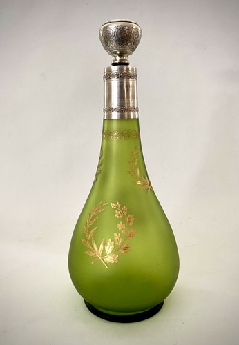 19c french frosted - green, glass