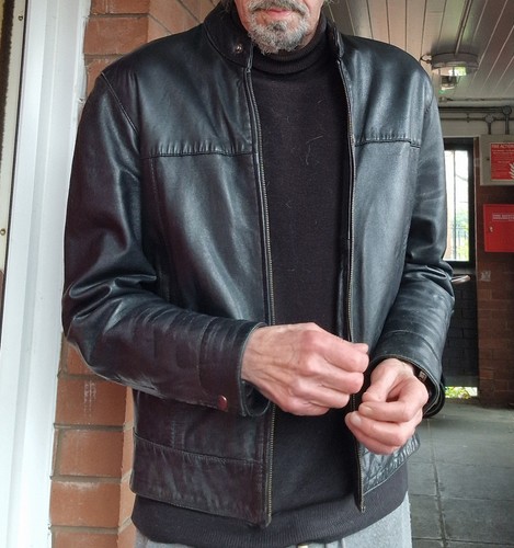 Men leather bomber - men's,