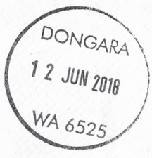 DONGARA, WA 6525 postmarked cover dated 12 JUN 2018