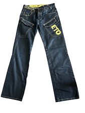 ‘ETO 9901  Navy Jeans Button Fly  Straight Leg 7 Pockets Size 30R