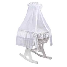 MJMark Luxury Wicker Baby Cradle Crib Cot Drape stand Canopy Bedding - USED
