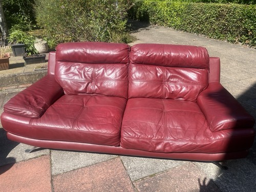 Pair leather sofa - leather,