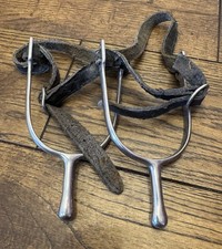 Stainless Steel Spurs With 1.5” Rounded Point & Leather Spur Straps