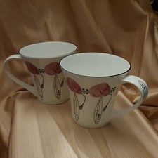 2 Hudson Middleton Mugs Scottish Rose Pink Rennie Mackintosh Art Nouveau Design
