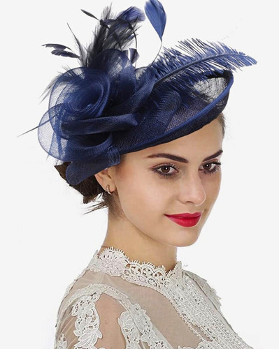 Navy fascinator feather - navy,