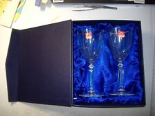 Pair of 8" RCR crystal presentation wine glasses in original box (6701)