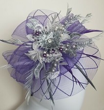 wedding fascinator in purple,silver detail,most colours made,mother of bride