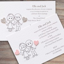25 Wedding Invitations Evening Invites Personalised & Handmade with Envelopes