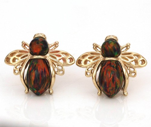 Black opal bee stud - bee, ~