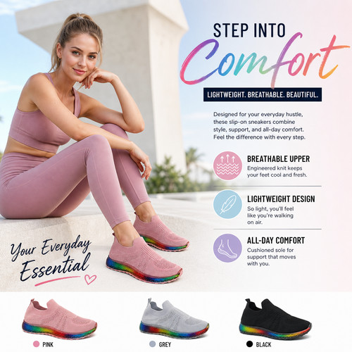 Ladies knit trainers - ladies, rainbow