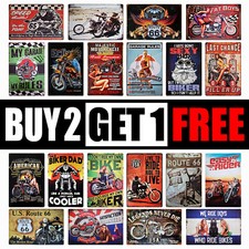 Motorcycle Metal Plaque | 20x30 Fun retro harley biker garage motorbike Tin Sign