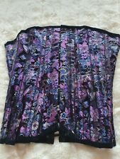 Vintage Vollers Chinese fabric corset with butterfly/flower pattern, 24" waist