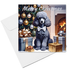 Poodle Christmas Card  (15cm x