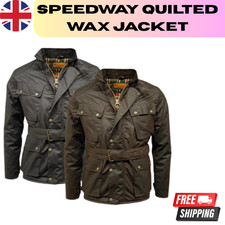 Mens Game Speedway Quilted Biker antique waxed cotton Motorcycle Jacket UK