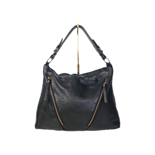 Slouchy black leather shoulder - black,