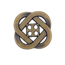 CELTIC KNOT METAL 4 HOLE BUTTONS ANTIQUE BRASS SLIM PROFILE  15mm 19mm 23mm
