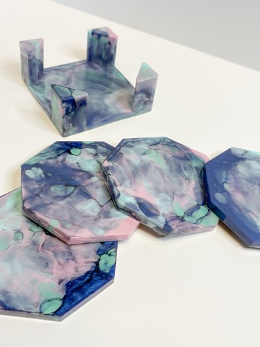 Handmade resin coaster set - handmade, –