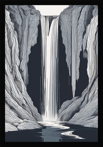 Waterfall beautiful framed - beautiful,