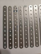 10 X Meccano 11 Hole Perforated Metal Strips Part 2 Zinc Stamped MMIE
